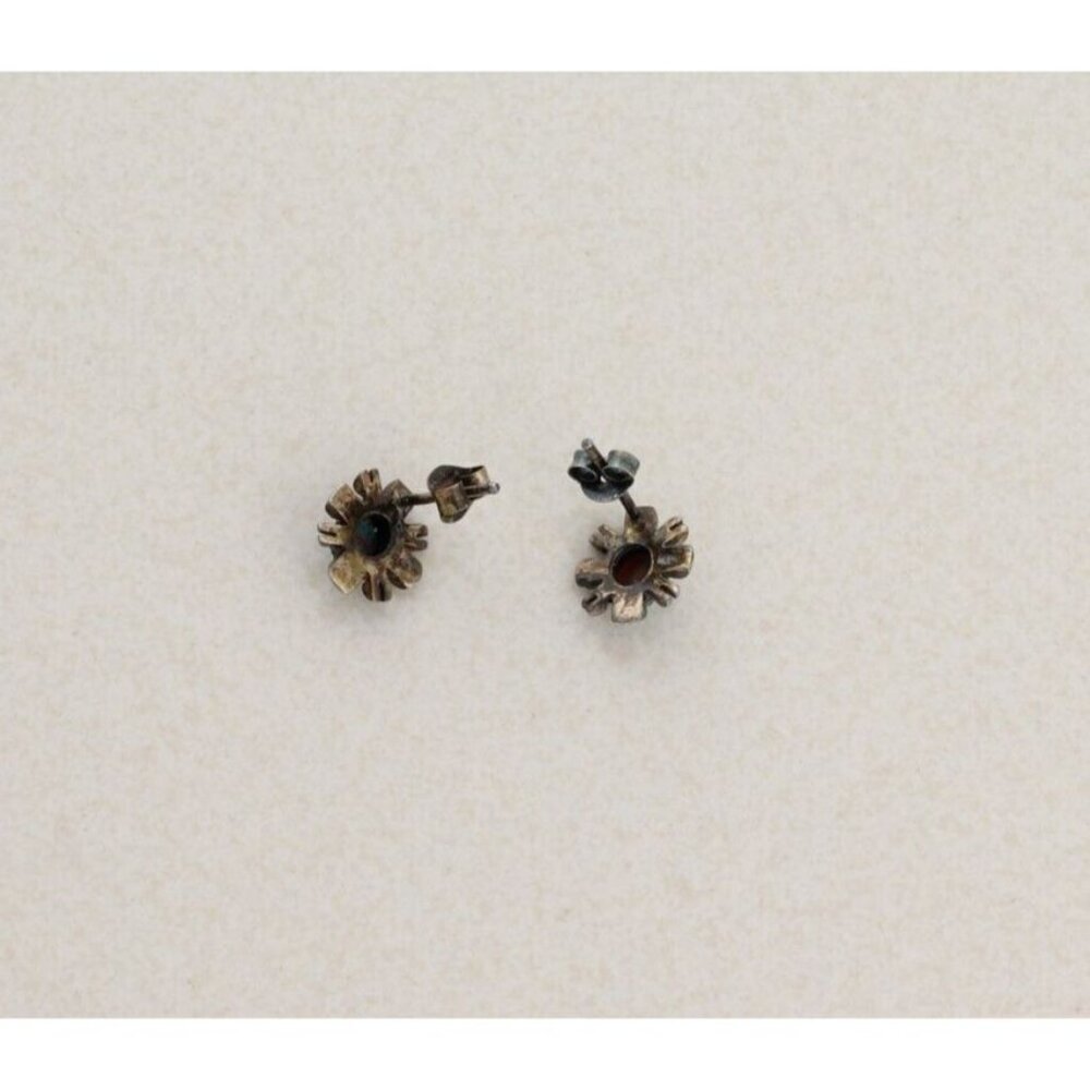 Sterling Silver Small Turquoise Earrings Stud Post 1/2" x 3/8" - Picture 6 of 8